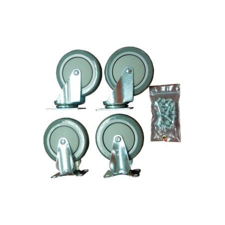 Durham Mfg Durham Mfg 5" x 1-1/4" Polyurethane Caster Kit HC-5PU-R/S, 2 Rigid, 2 Swivel HC-5PU-R/S